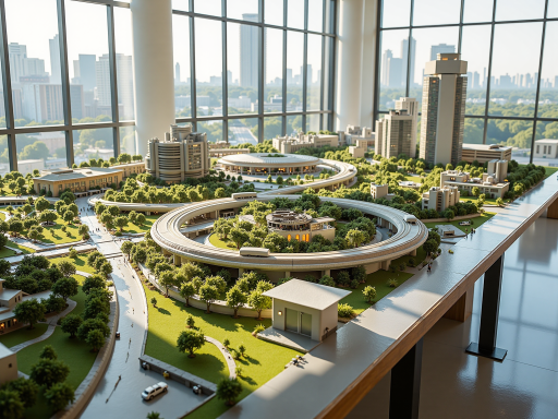 现代化企业园区鸟瞰图,现代化厂房建筑群,绿树环绕,蓝天白云背景,展现企业未来发展蓝图