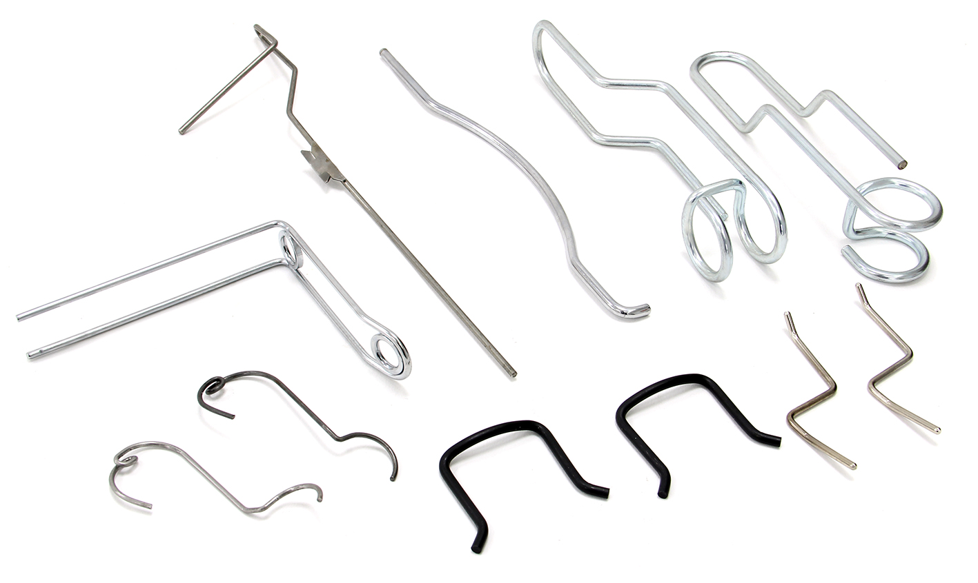 扭转弹簧产品图片,螺旋状结构,两端呈弯曲状态,金属表面光滑,专业工业拍摄,突出产品工艺细节